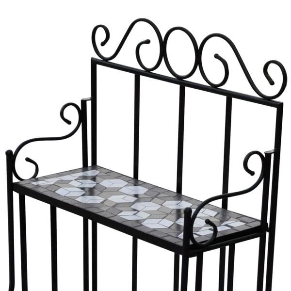 vidaXL プラントスタンド ディスプレイ ブラック＆ホワイト モザイク柄