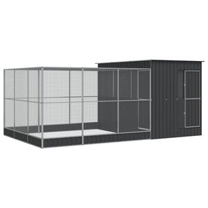 vidaXL 鳥小屋 拡張付き シルバー 497x303x216 cm スチール