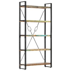 vidaXL 5段 書棚 90x30x180cm 無垢の再生木材