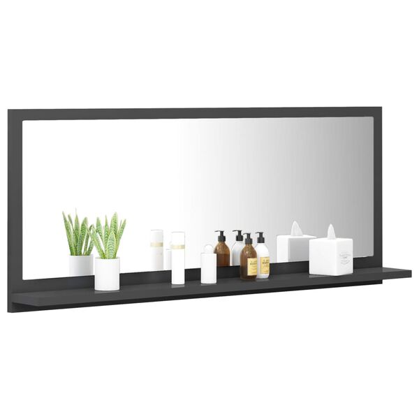 vidaXL バスルーム ミラー グレー 90x10.5x37cm パーティクルボード