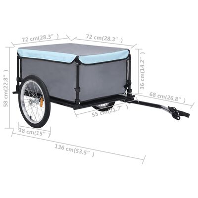 vidaXL 自転車用トレーラー ブラック＆ブルー 65kg