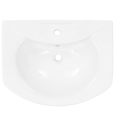 vidaXL 独立型洗面台 台座付き 陶器製 ホワイト 650x520x200 mm
