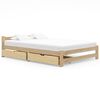 vidaXL ベッドフレーム 引き出し2つ 無垢のパインウッド 140x200 cm