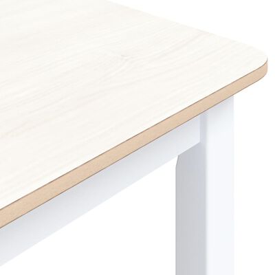 vidaXL ダイニングテーブル 114x71x75cm ホワイト＆ブラウン ラバーウッド無垢材