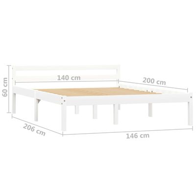 vidaXL ベッドフレーム ホワイト パイン無垢材 140x200cm