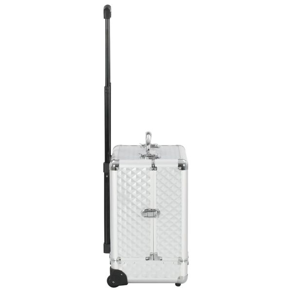 vidaXL メイクボックス キャリーケース 35x29x45 cm アルミ製 シルバー