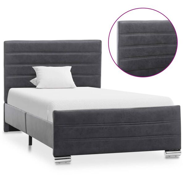 vidaXL ベッドフレーム グレー スエード調 合成皮革製 90x200cm
