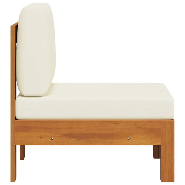 vidaXL ミドルソファ クリームホワイトクッション付き アカシア無垢材