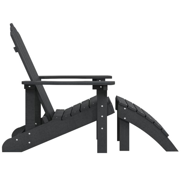 vidaXL ガーデンアディロンダックチェア フットスツール付 HDPE アントラシート