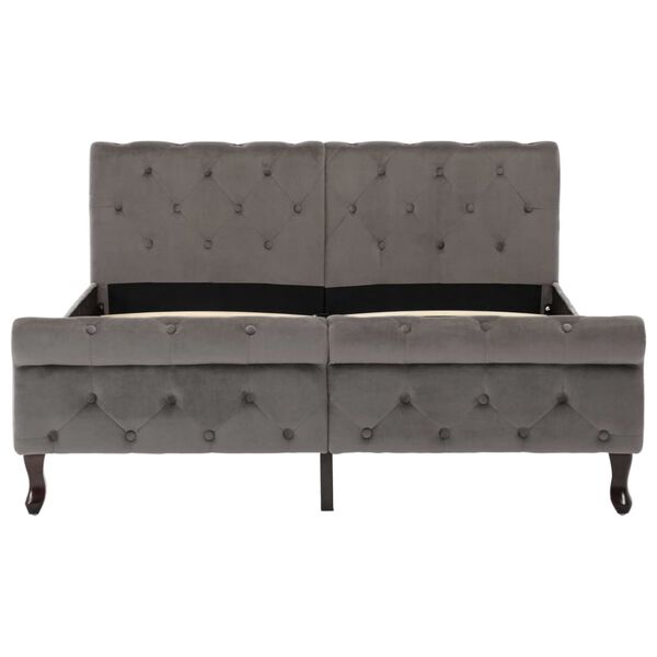 vidaXL ベッドフレーム グレー ベルベット張り 140x200cm