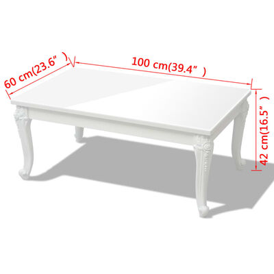 vidaXL コーヒーテーブル 100x60x42cm ハイグロスホワイト