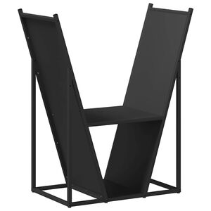 vidaXL 薪ラック ブラック 69.5x35x81cm 冷間圧延鋼
