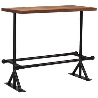 vidaXL バーテーブル 無垢の再生木材 ダークブラウン 120x60x107cm
