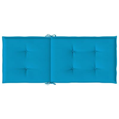 vidaXL ガーデンハイバックチェア クッション 2点 ブルー 120x50x3 cm ファブリック