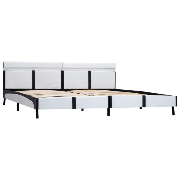 vidaXL ベッドフレーム LEDライト付き ホワイト 合成皮革製 180x200cm