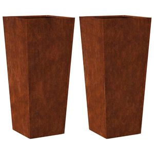 vidaXL ガーデンプランター 2個セット 35x35x75cm 耐候性スチール製