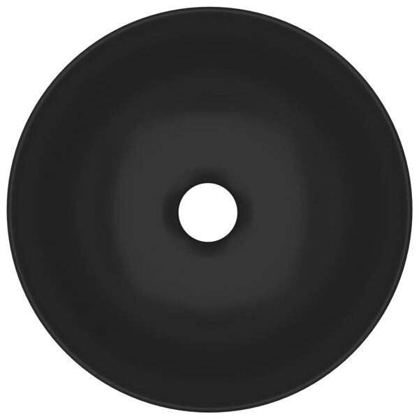 vidaXL バスルーム用 洗面ボウル セラミック製 マットブラック 丸型