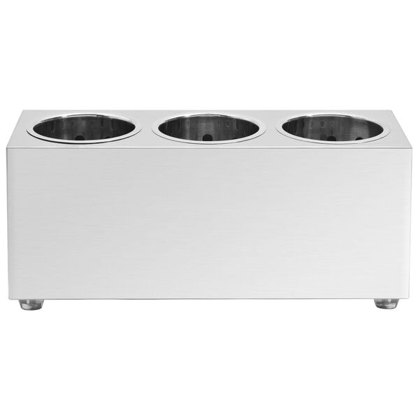 vidaXL カトラリーホルダー 3つ穴 長方形 ステンレススチール