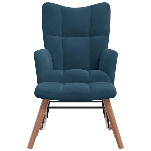 vidaXL ロッキングチェア（スツール付き）ブルーベルベット