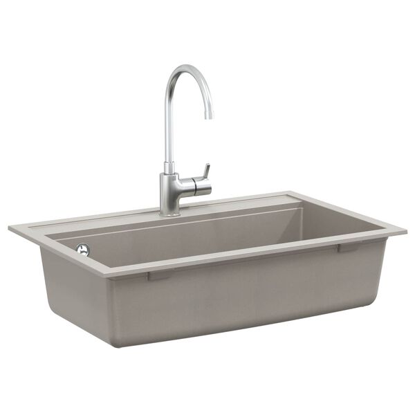 vidaXL キッチンシンク 一槽シンク 花こう岩製 グレー