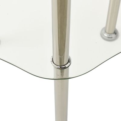 vidaXL 2段 サイドテーブル 透明 38x38x50cm 強化ガラス製