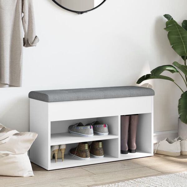 vidaXL シューベンチ ホワイト 82x32x45.5 cm エンジニアードウッド