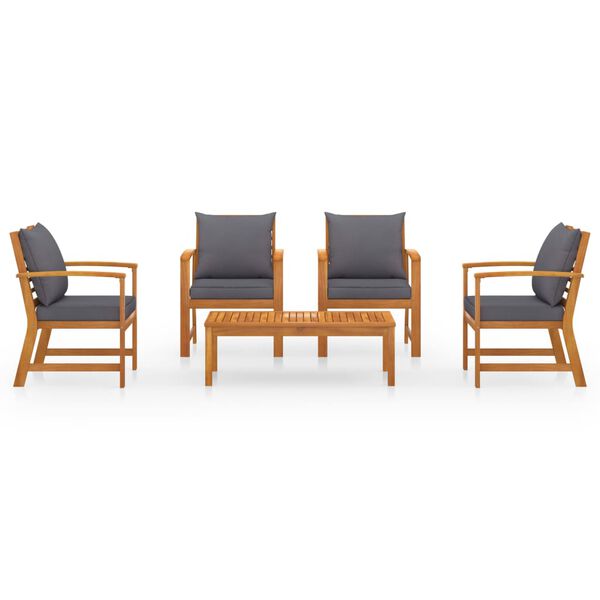 vidaXL ガーデンラウンジ5点セット クッション付き アカシア無垢材