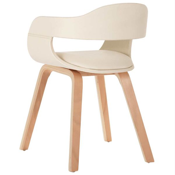 vidaXL ダイニングチェア 2点 クリーム 合成皮革＆曲げ木製