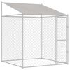 vidaXL 屋根付き犬用ケージ シルバー 200 x 200 x 258 cm スチールとPE