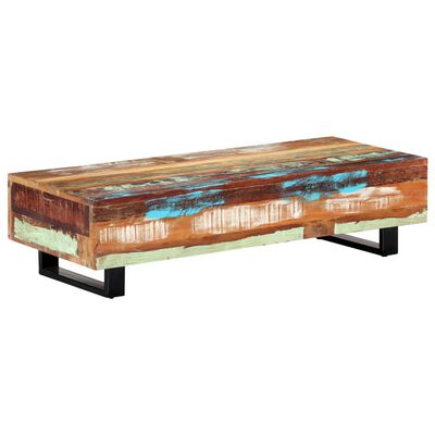 vidaXL コーヒーテーブル 120x50x30cm 無垢の再生木材＆スチール
