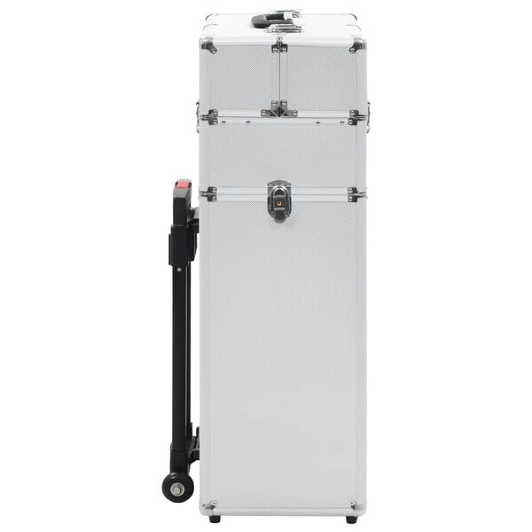 vidaXL メイクボックス キャリーケース アルミ製 シルバー