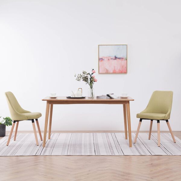 vidaXL ダイニングチェア 2点 グリーン 布張り