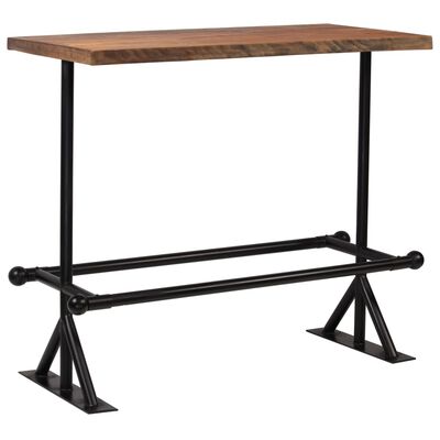 vidaXL バーテーブル 無垢の再生木材 ダークブラウン 120x60x107cm