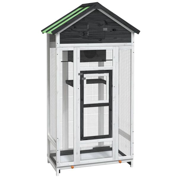 vidaXL バードハウス グレー 91.5x53x170cm 無垢材パイン