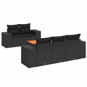 vidaXL 6点セット ガーデンソファセット クッション付き ブラック ポリラタン