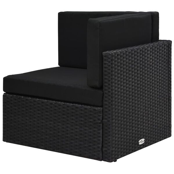 vidaXL ミドルソファセクション ポリラタン製 ブラック