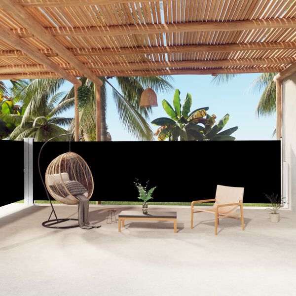 vidaXL 引き込み式サイドオーニング 160x1000cm ブラック