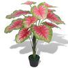 vidaXL 人工観葉植物 カラジウム ポット付き 85cm グリーン＆レッド