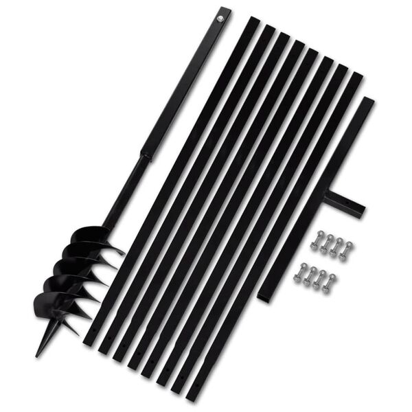 vidaXL グラウンドドリル ハンドル付き 120mm 延長チューブ 9m スチール