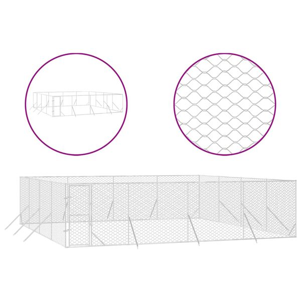 vidaXL 屋外用犬小屋 シルバー 8x8x2m 亜鉛メッキ鋼製