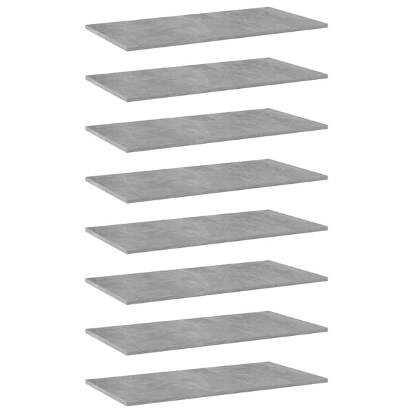 vidaXL 本棚ボード 8点 コンクリートグレー 80x40x1.5cm パーティクルボード