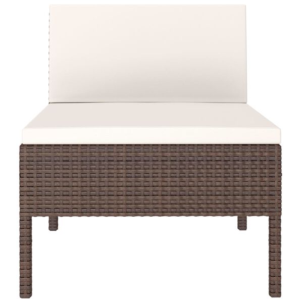 vidaXL ガーデンチェア 3点 クッション付 ポリラタン製 ブラウン