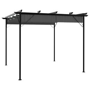 vidaXL パーゴラ 開閉式ルーフ付き アントラシート 3x3 m スチール 180 g/m&sup2;