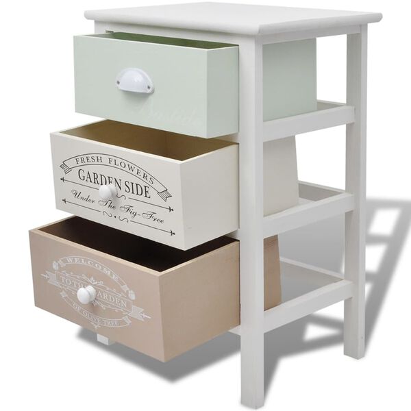 vidaXL フレンチ 収納キャビネット 引き出し3段 木製