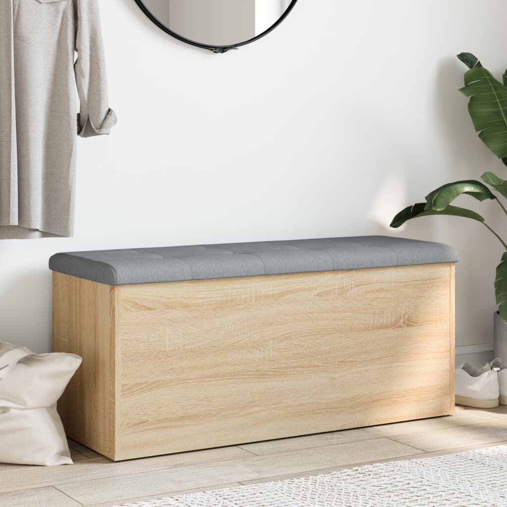 【在庫セール】vidaXL 収納ベンチ ホワイト 102x42x45 cm エン vidaXL 収納ベンチ ソノマオーク 102x42x45 cm エンジニアードウッド