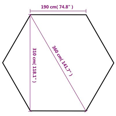vidaXL 六角形 ポップアップ マーキーテント 側壁6点 ホワイト 3.6x3.1 m
