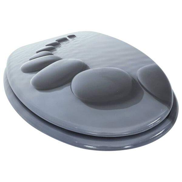 vidaXL トイレ便座 ソフトクローズ式ふた シンプル設計 MDF製 ストーンデザイン