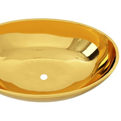 vidaXL 洗面器 40x33x13.5cm 陶器製 ゴールド
