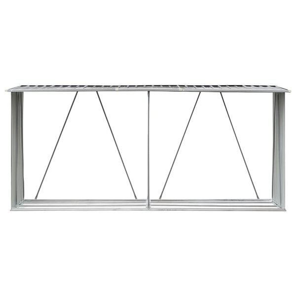 vidaXL ガーデン薪貯蔵庫 亜鉛メッキ鋼製 330x84x152cm グレー
