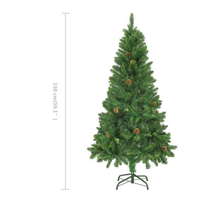 vidaXL フェイククリスマスツリー 松ぼっくり付き 150cm グリーン